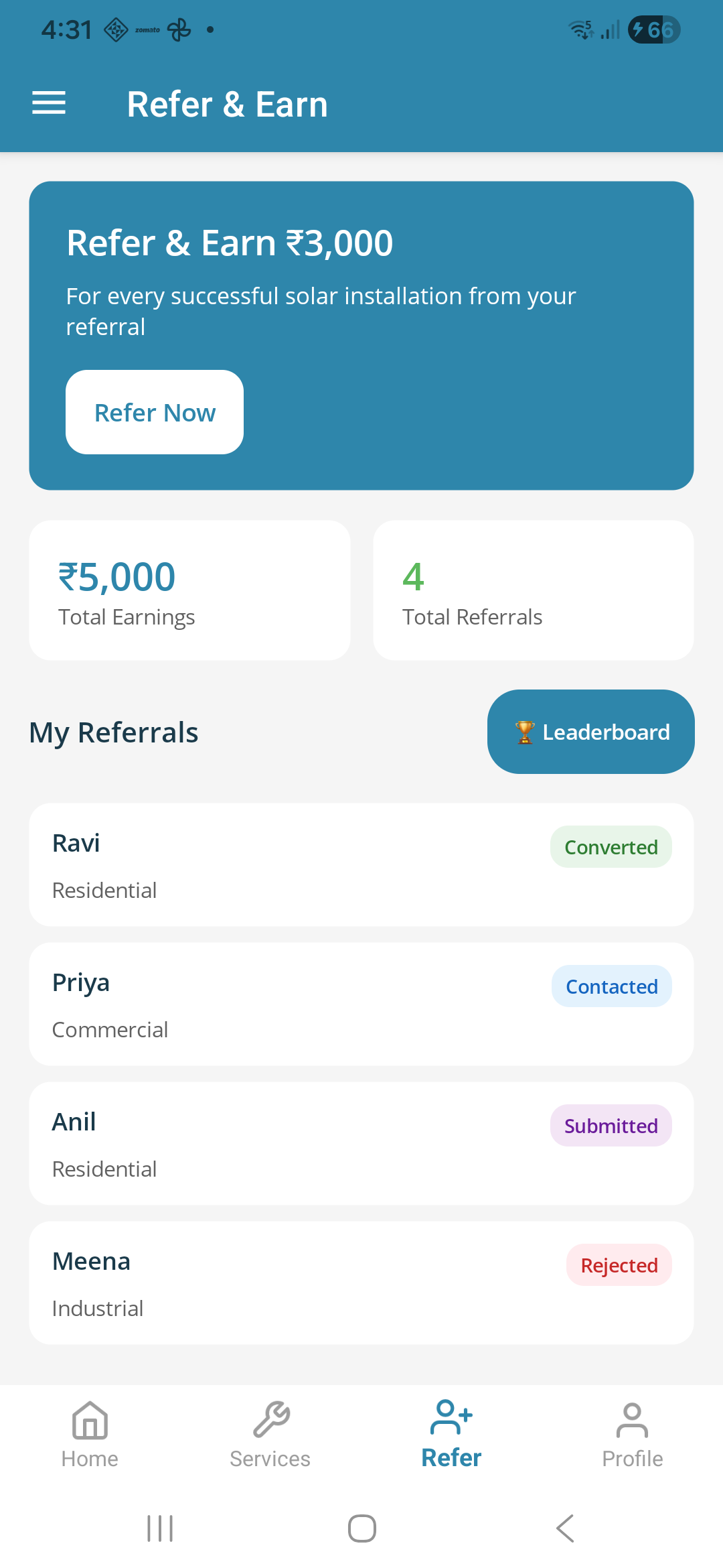 Surya Sai Solar app screen 4